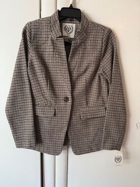 Houndstooth Single-Button Blazer Jacket - NWT